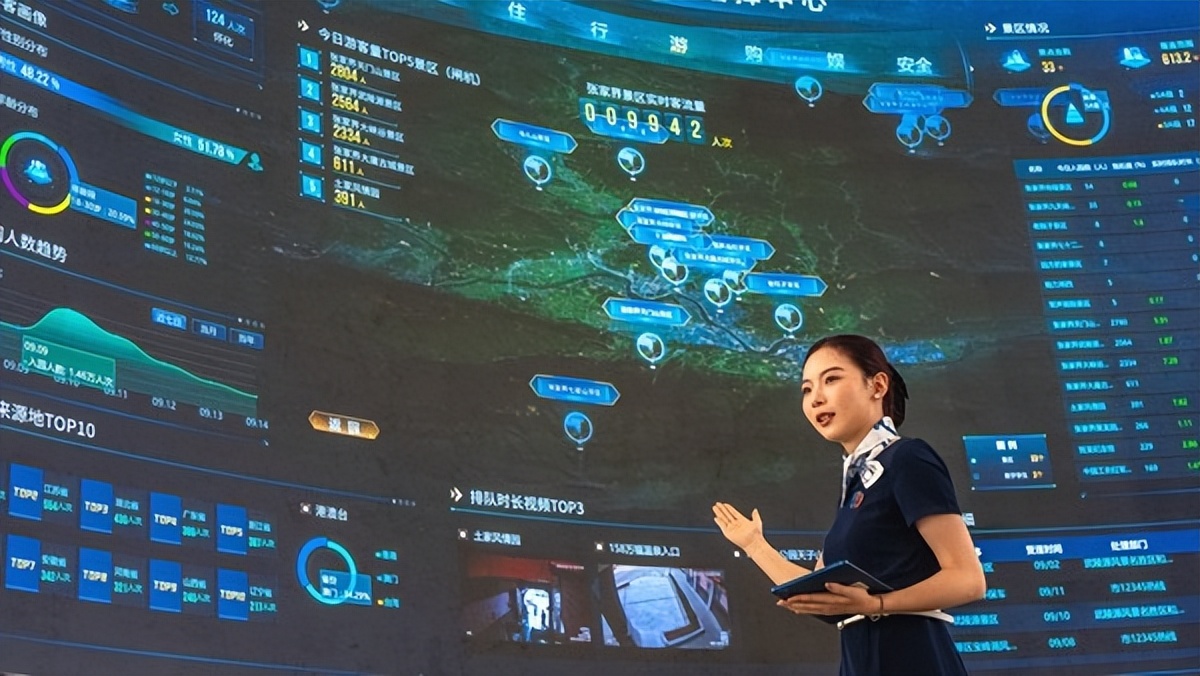 工作人員介紹“張家界智慧旅游”云平臺,圖源新湖南.jpg 工作人員介紹“張家界智慧旅游”云平臺,圖源新湖南.jpg
